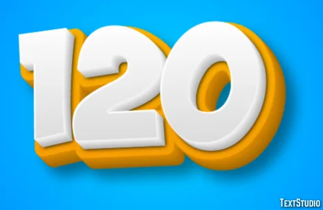 120 Yellow White 3D Text Effect Generator