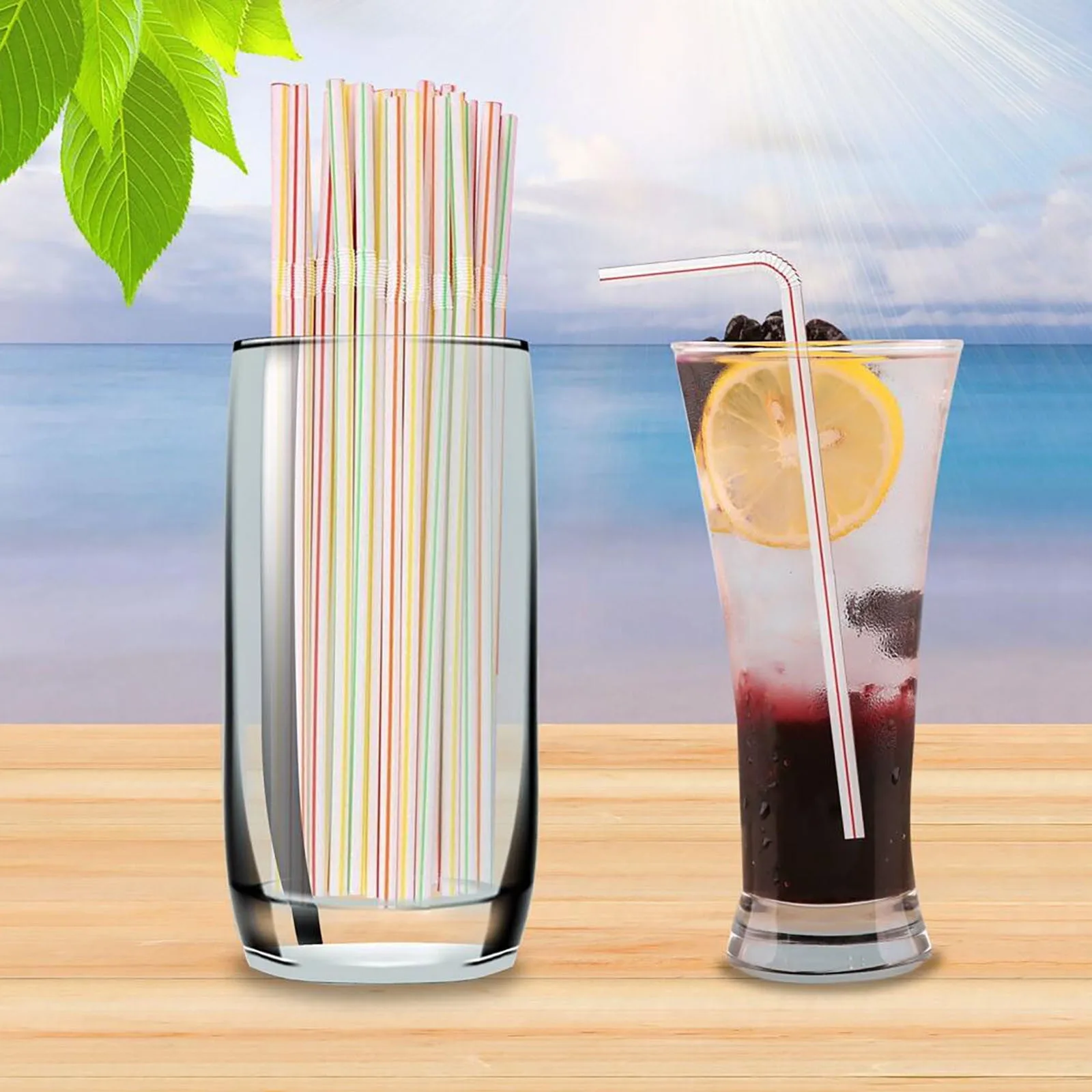 1200 Count Disposable Colored Bent Plastic Straws For Drinks