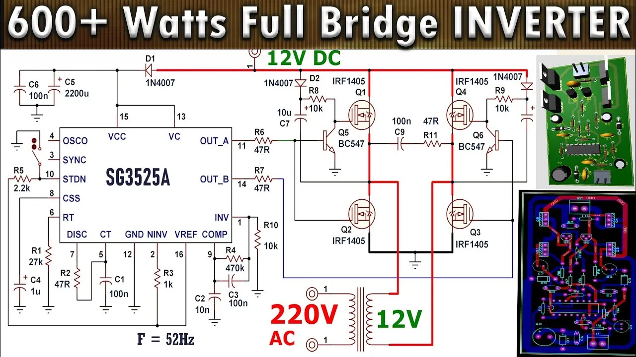 12V Dc To 220V Ac Converter Circuit Diagram