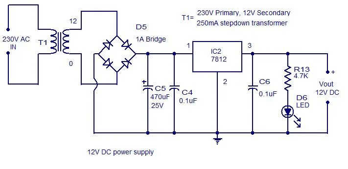 12V Power Supply Schematic Diagram