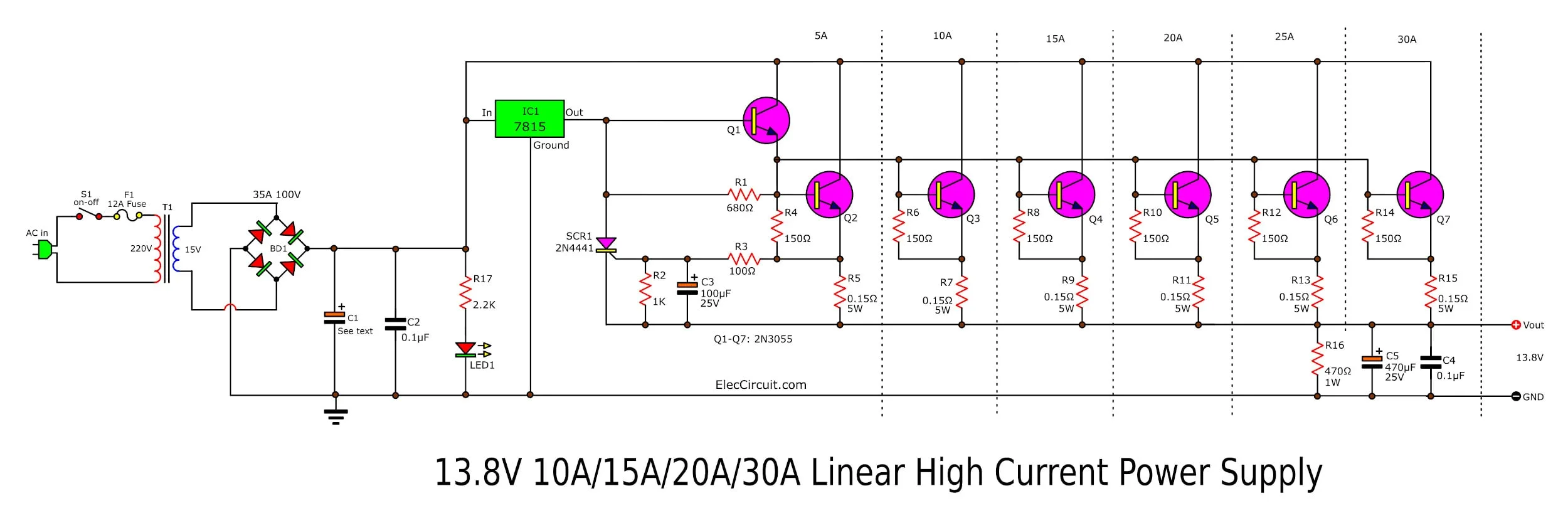 12V Regulated Power Supply Schematic Diagram