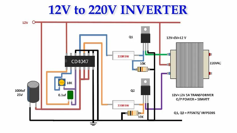 12V To 220V Inverter Circuit Diagram