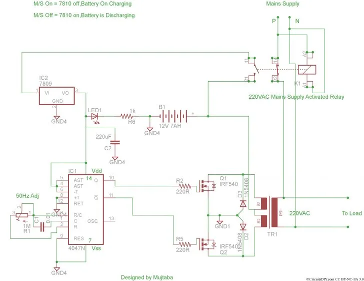 12Vdc To 220Vac Inverter Circuit Diagram