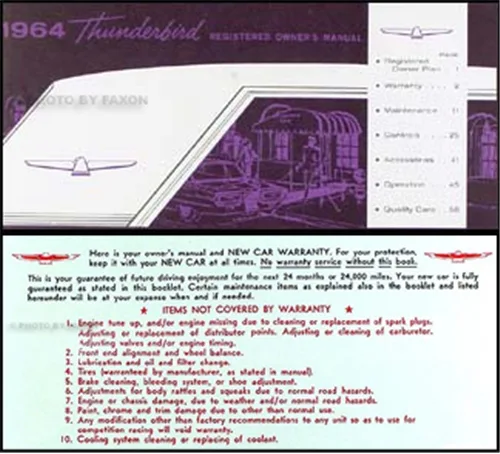 1964 Ford Thunderbird Wiring Diagram Manual Reprint