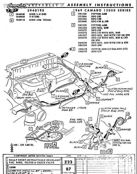 1969 Camaro Rs Headlight Vacuum Diagram
