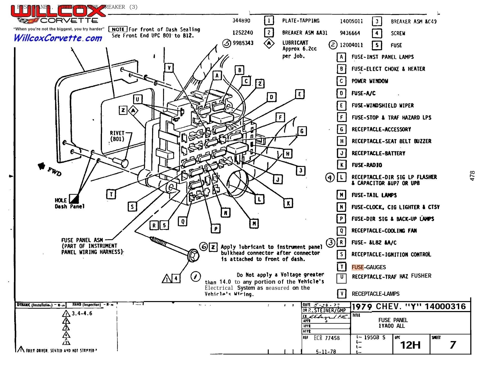 1973 Corvette Fuse Box Diagram
