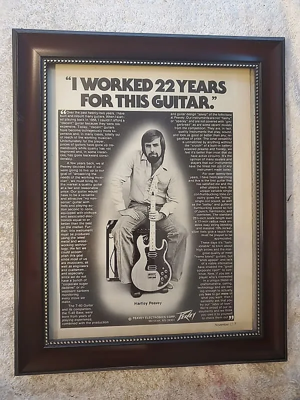 1979 Peavey Guitars Promotional Ad Framed Hartley Peavey T 60 Reverb