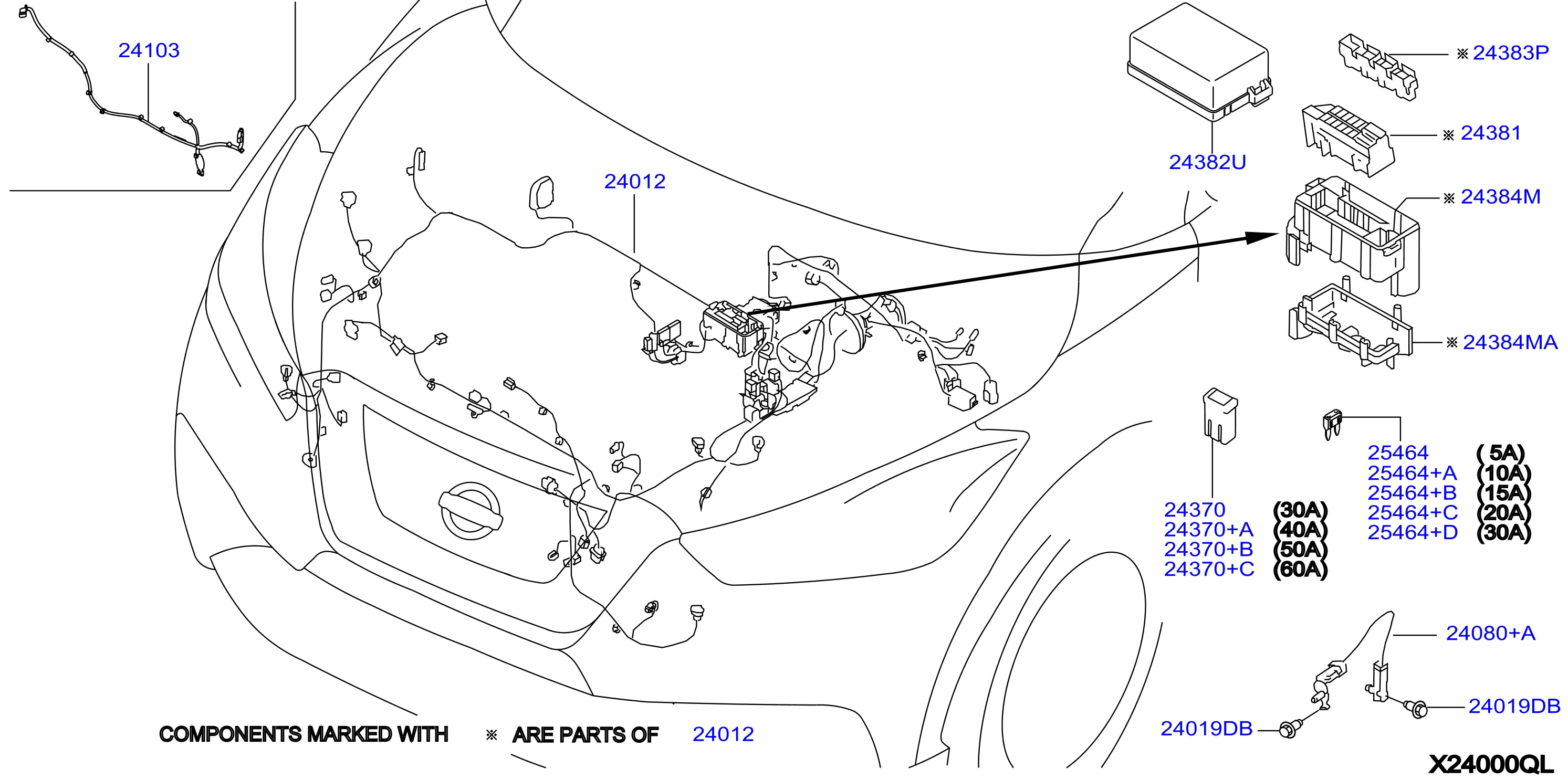 1981 Nissan Harness Engine Room 24012 5Rr9B Genuine Nissan Part