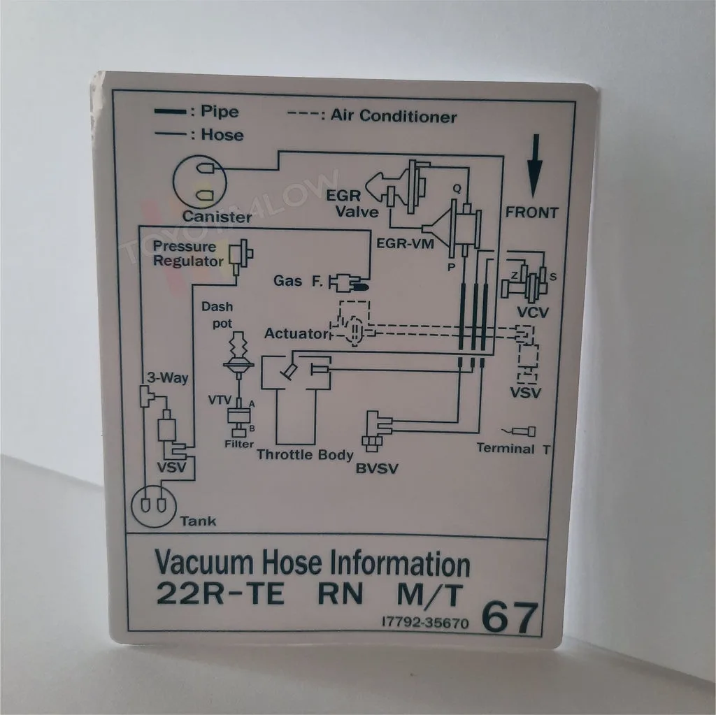 1986 Vacuum Diagram Decal 22Rte Turbo 67 Toyota4Low