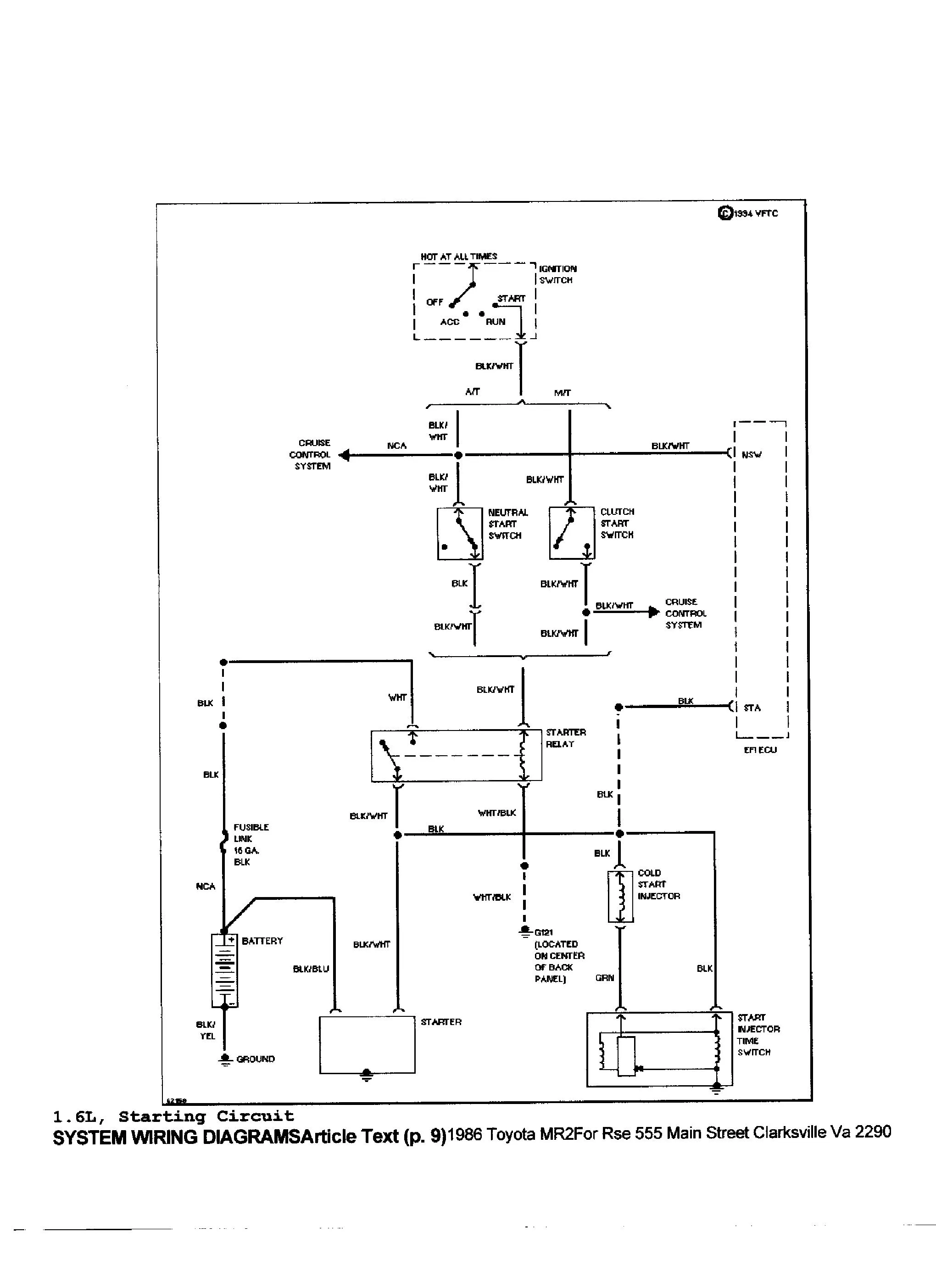 1988 Toyota Mr2 Wiring Diagram Wiring Diagram