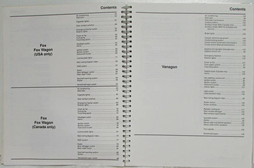 1990 Volkswagen Vw Electrical Wiring Diagrams Cabriolet Fox Vanagon