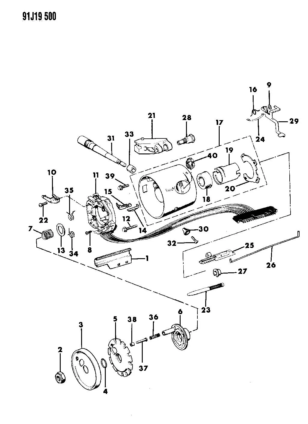 1991 Jeep Wrangler Steering Column Diagram