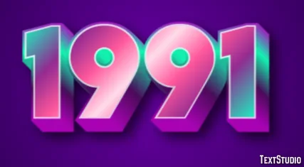 1991 Text Effect And Logo Design Number