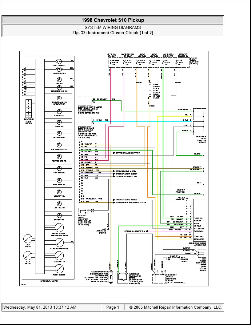 1998 Chevy S10 Pickup Wiring Diagram Wiring Diagram And Schematic