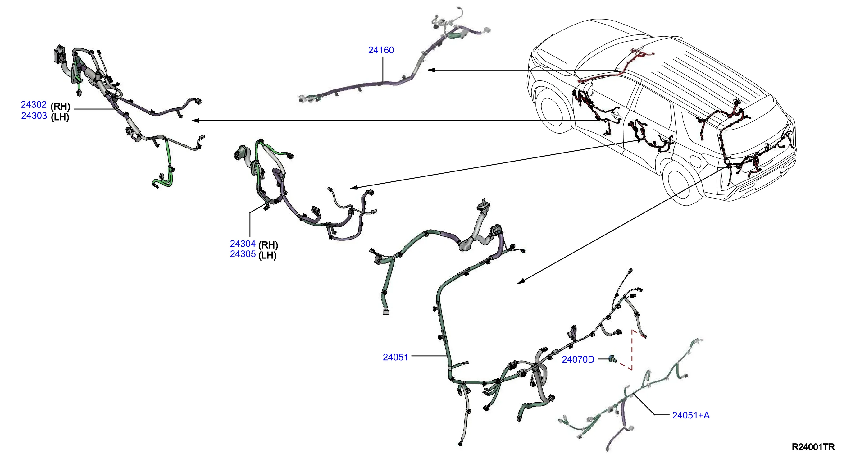 1998 Nissan Engine Compartment Wiring Harness 24012 6Ta2C Genuine Nissan Part