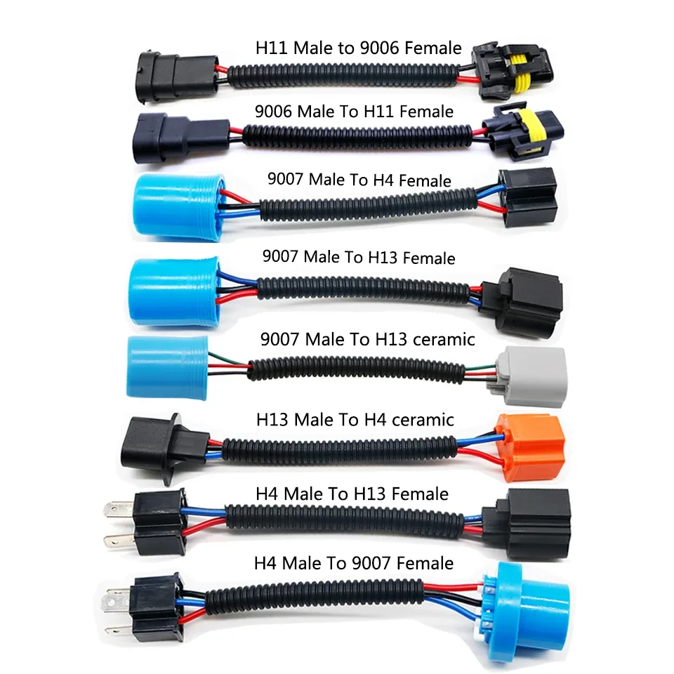 1Pc H11 9005 9006 9007 H4 H13 Adapter Male Female Conversion Connector Wiring Harness Headlight