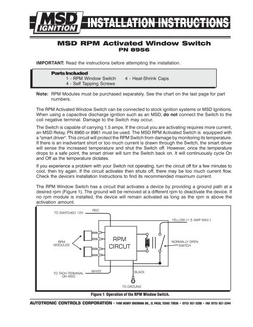 2 8956 Rpm Activated Window Switch Mps Racing