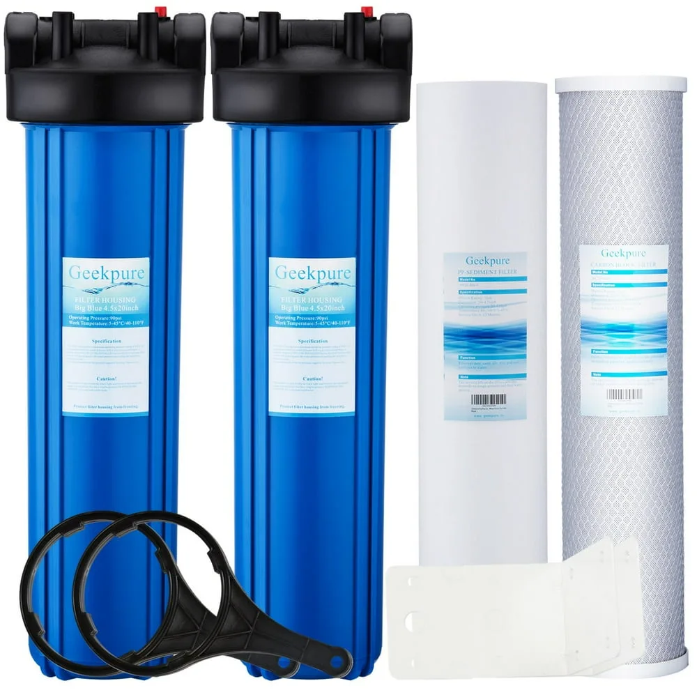 2 Stage Whole House Water Filtration System W Blue Housing Pp Carbon Filters 4 5 X 20