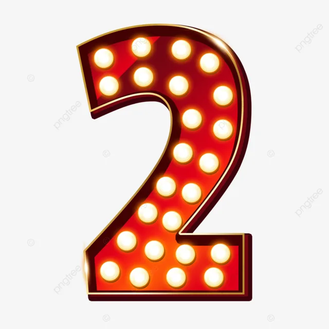 2 Two Number Red Birthday Light Retro Bar Decorate Luxurious 2 Two Number Png Transparent