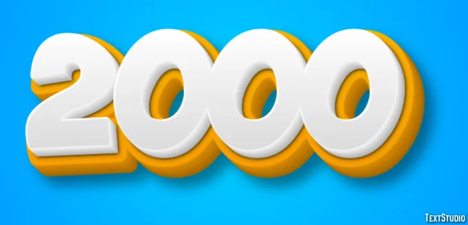 2000 Yellow White 3D Text Effect Generator