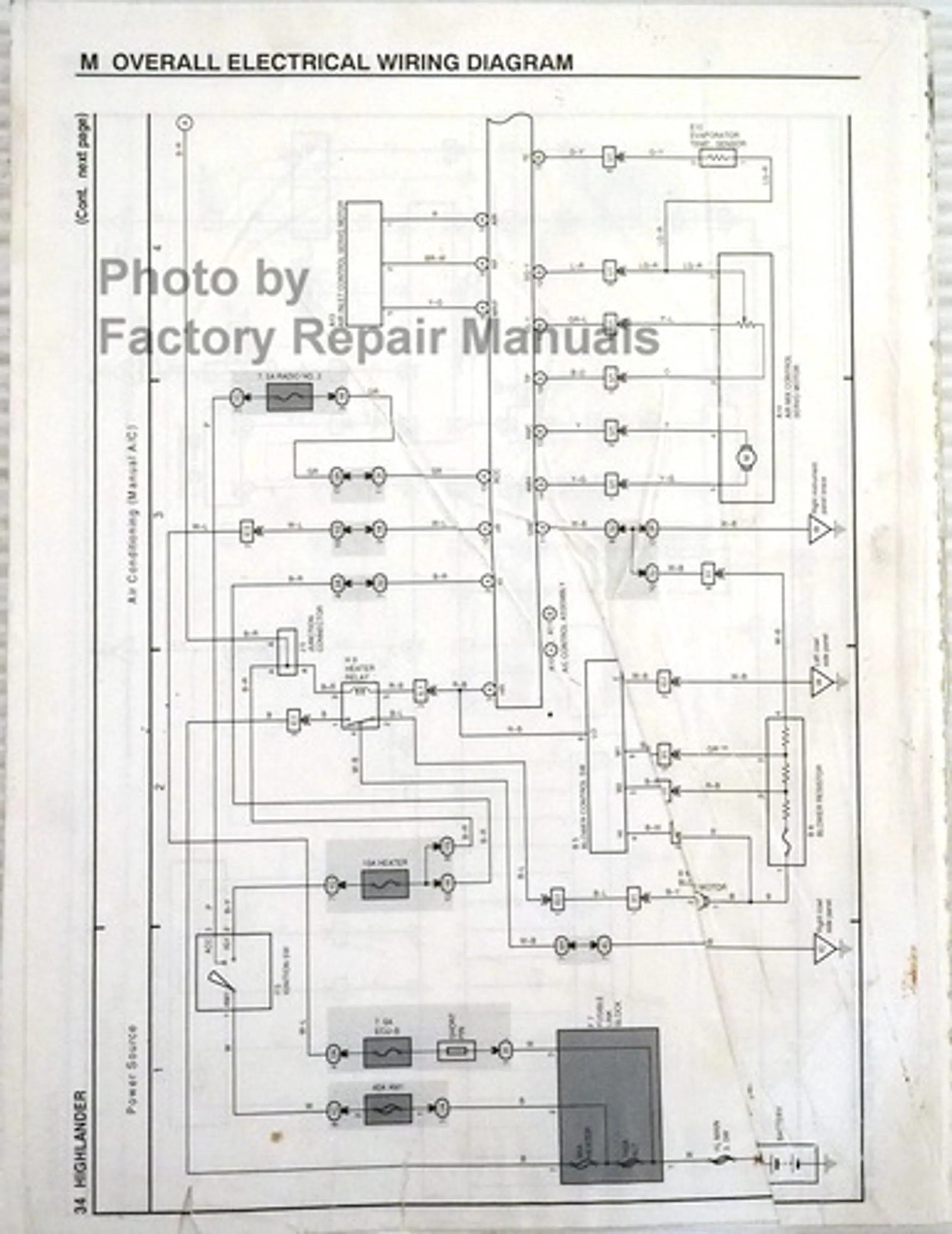 2001 Toyota Highlander Electrical Wiring Diagrams Original Schematics Factory Repair Manuals