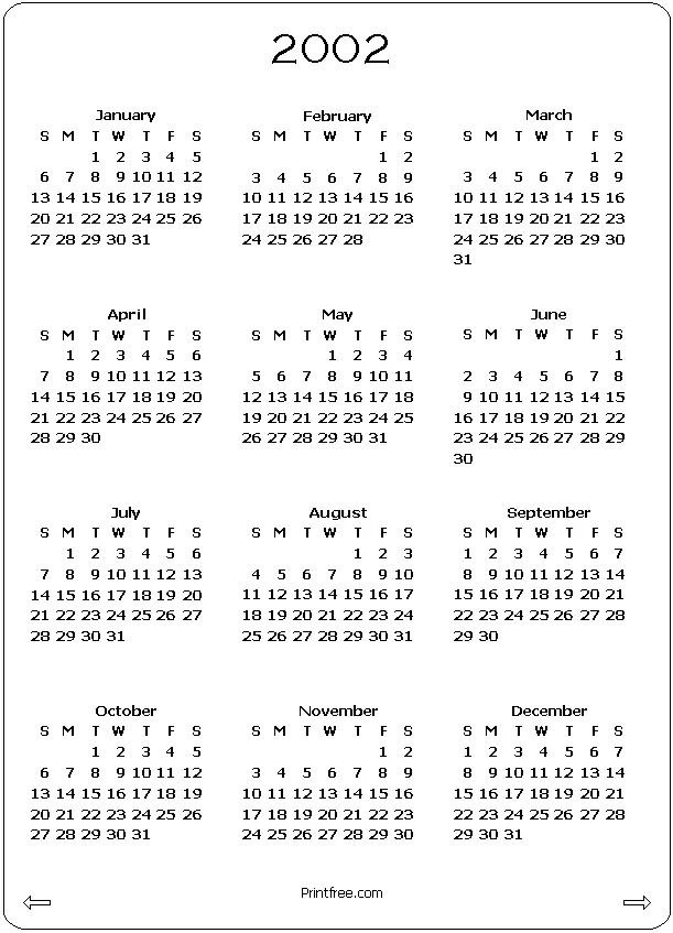 2002 Calendar
