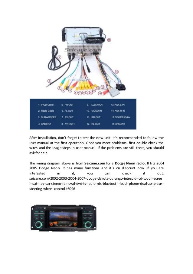 2005 Dodge Neon Stereo Wiring Diagram For Your Needs