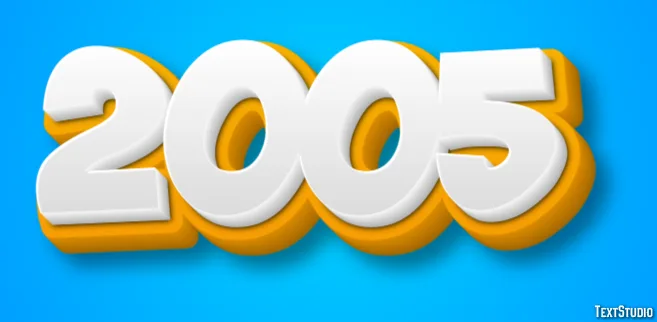 2005 Yellow White 3D Text Effect Generator