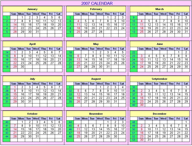 2007 Calendar