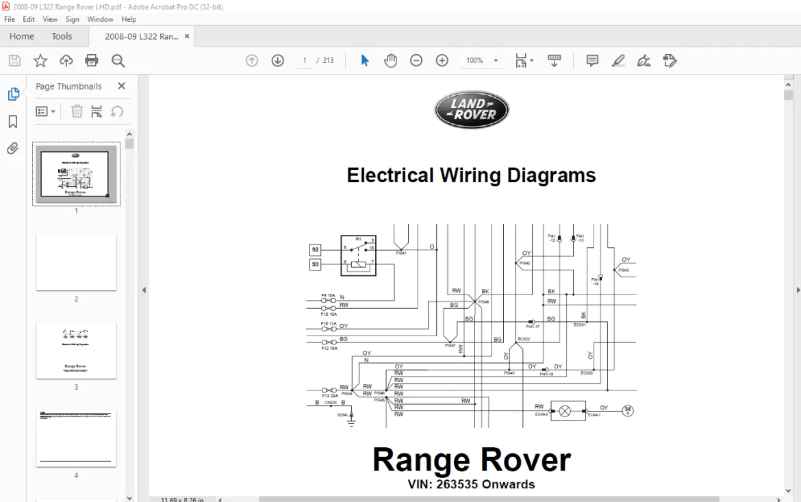 2007 Land Rover L322 Range Rover Lhd Electrical Wiring Diagrams Manual Pdf Download