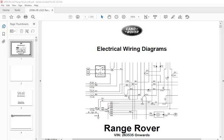 2007 Land Rover L322 Range Rover Lhd Electrical Wiring Diagrams Manual Pdf Download