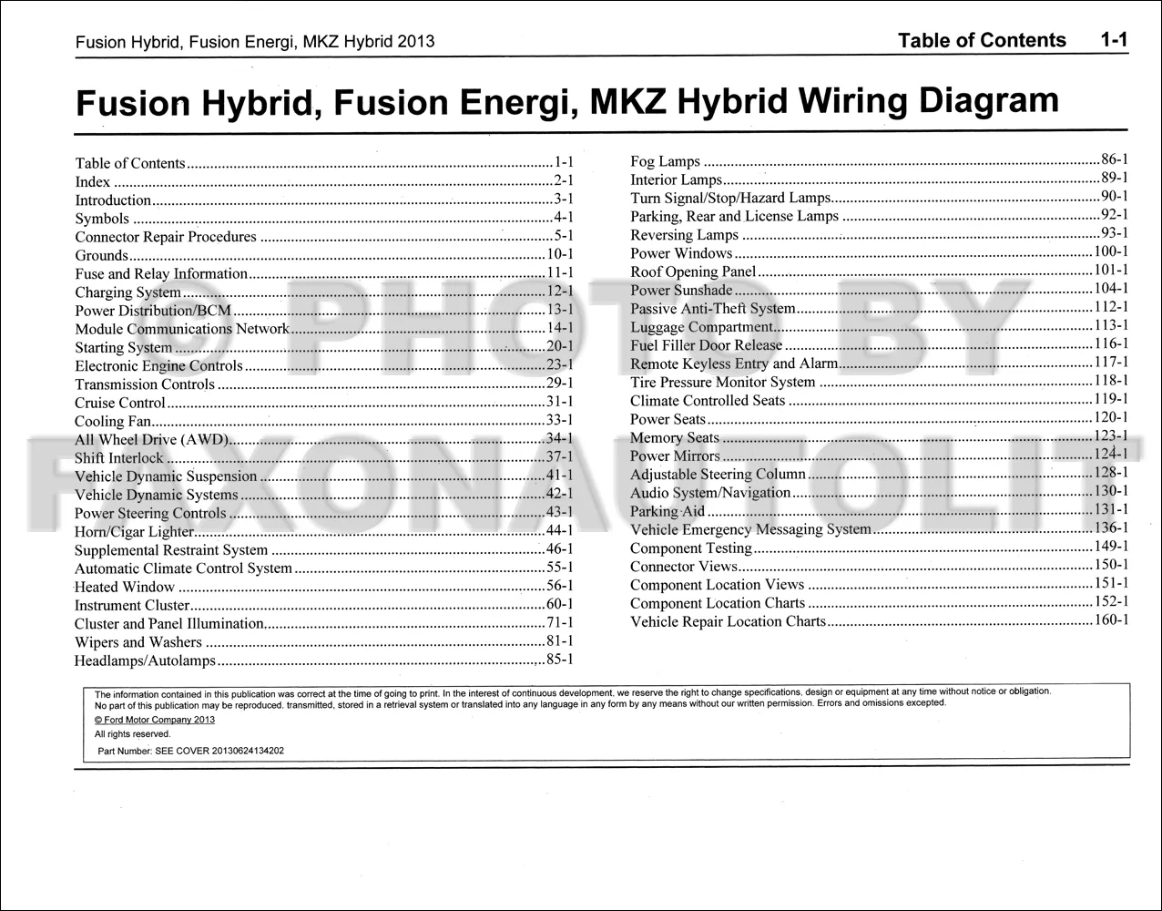 2013 Ford Fusion Energi Lincoln Mkz Hybrid Wiring Diagram Manual Original