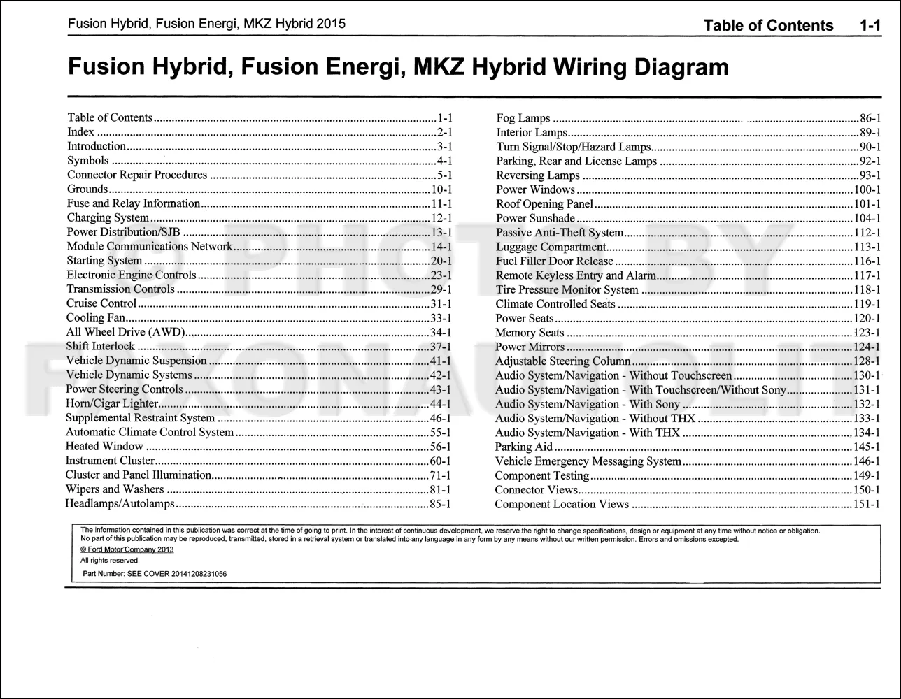 2015 Ford Fusion Energi Hybrid Lincoln Mkz Hybrid Wiring Diagram Manual Original