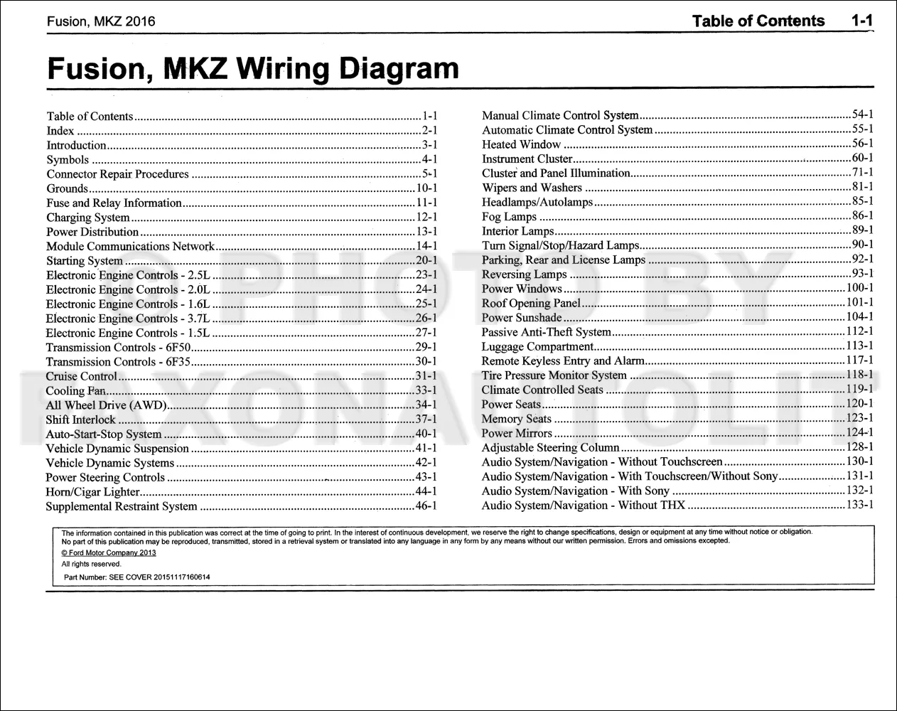 2016 Ford Fusion Lincoln Mkz Wiring Diagram Manual Original