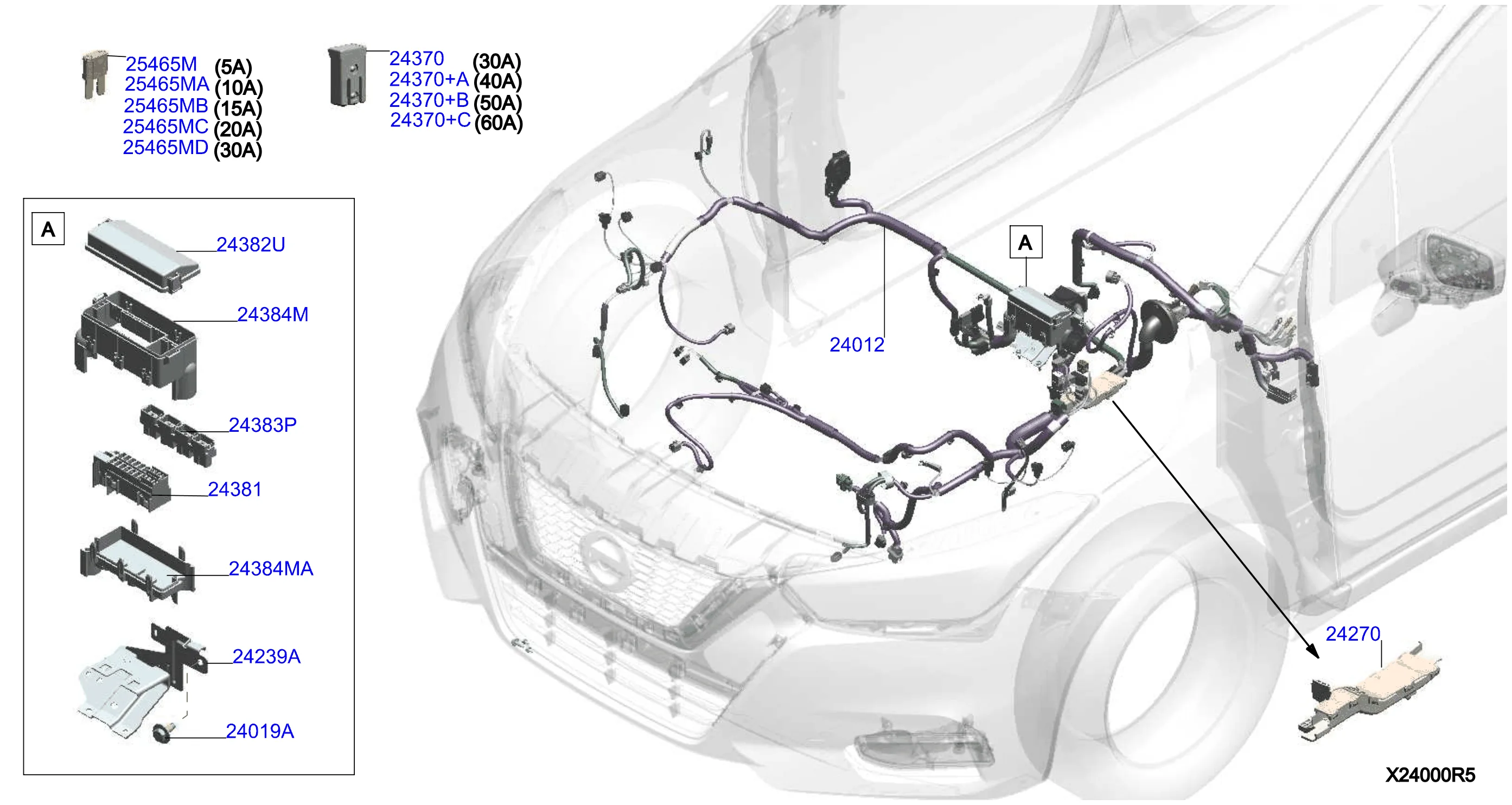 2020 Nissan Armada Engine Compartment Wiring Harness 24012 5Ee0E Genuine Nissan Part