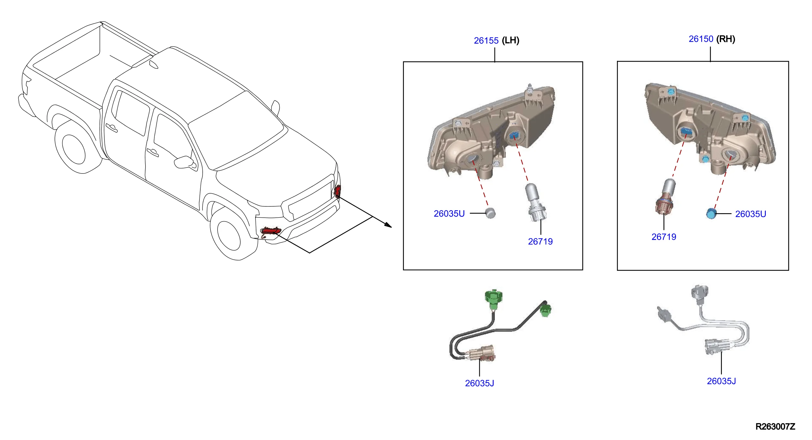 2022 Nissan Frontier Fog Light Wiring Harness Front 24070 9Bu1A Genuine Nissan Part