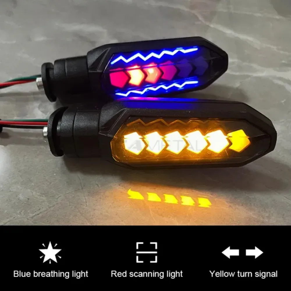 2023 2 Pcs Motorcycle Flowing Water Blinker Turn Signals Lamp Yellow Led Rear Light Flowing