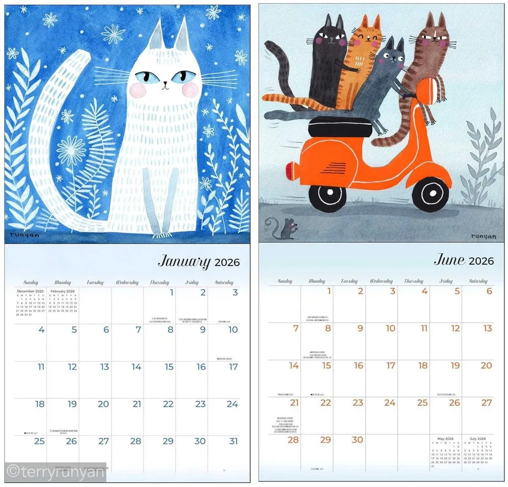 2026 Mini Feline Wall Calendar Terry Runyan Creative