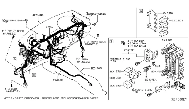 24010 9Ke2B Genuine Nissan 240109Ke2B Harness Main