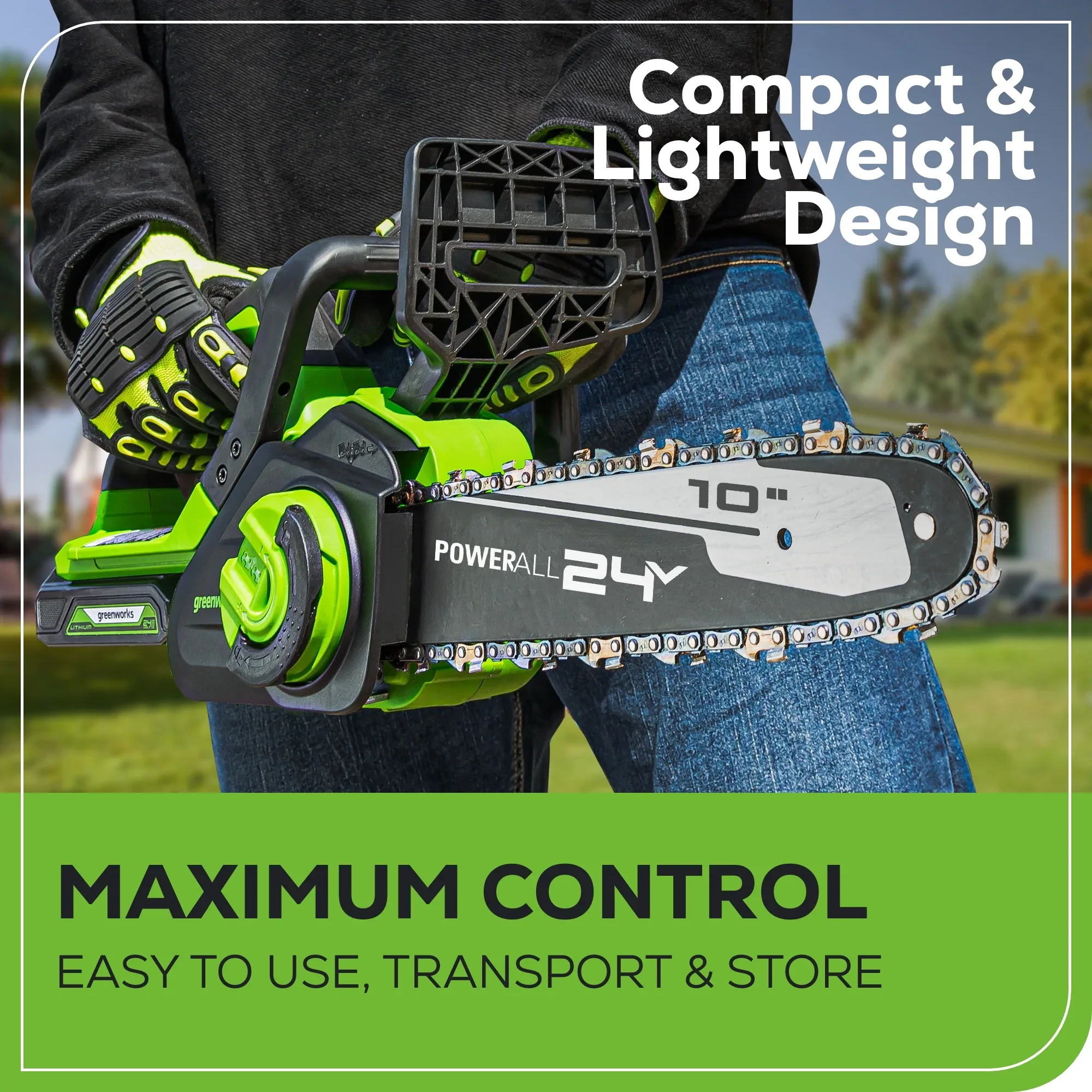24V 10 Cordless Battery Chainsaw W 2 0Ah Usb Battery Charger