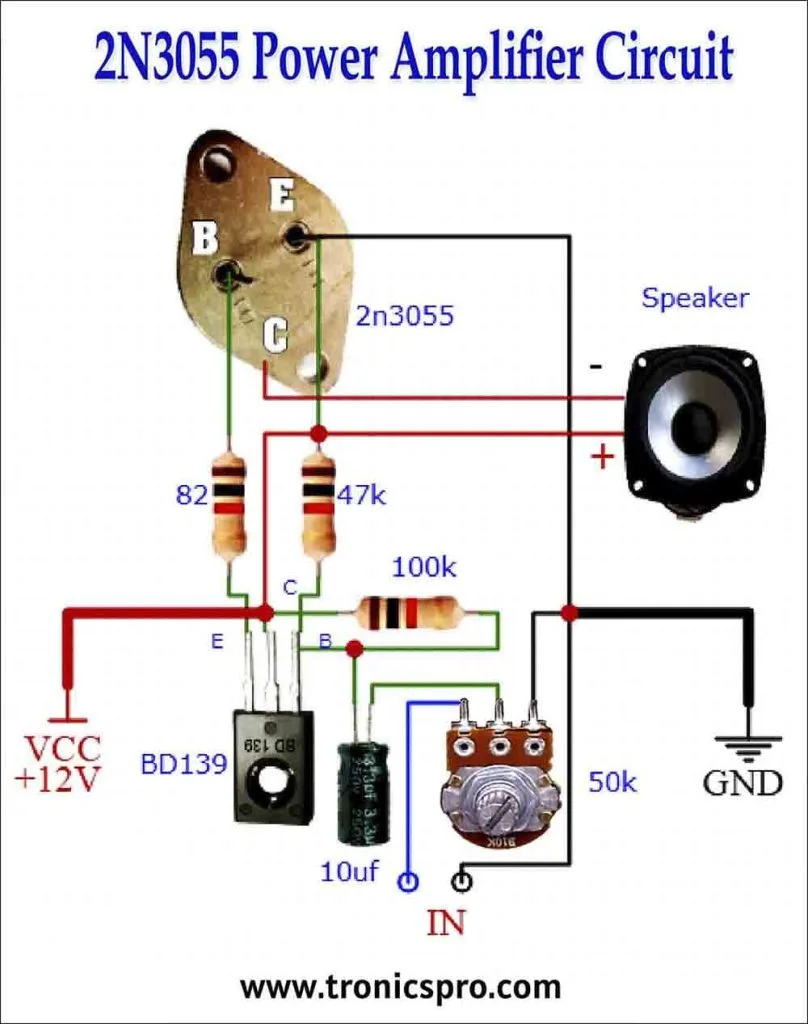 2N3055 Power Amplifier Circuit Diagram Tronicspro