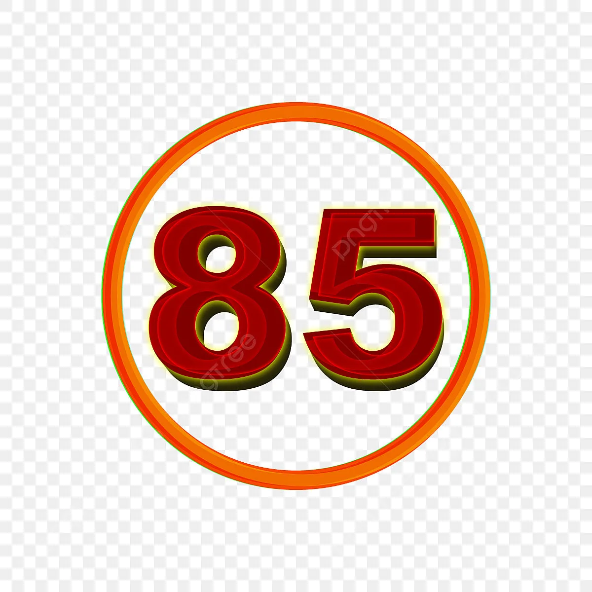 รูปตัวเลข 3 มิติ 85 ในวงกลมบนพื้นหลังโปร่งใส Png 85 จำนวน สัญลักษณ์ภาพ Png และ เวกเตอร์