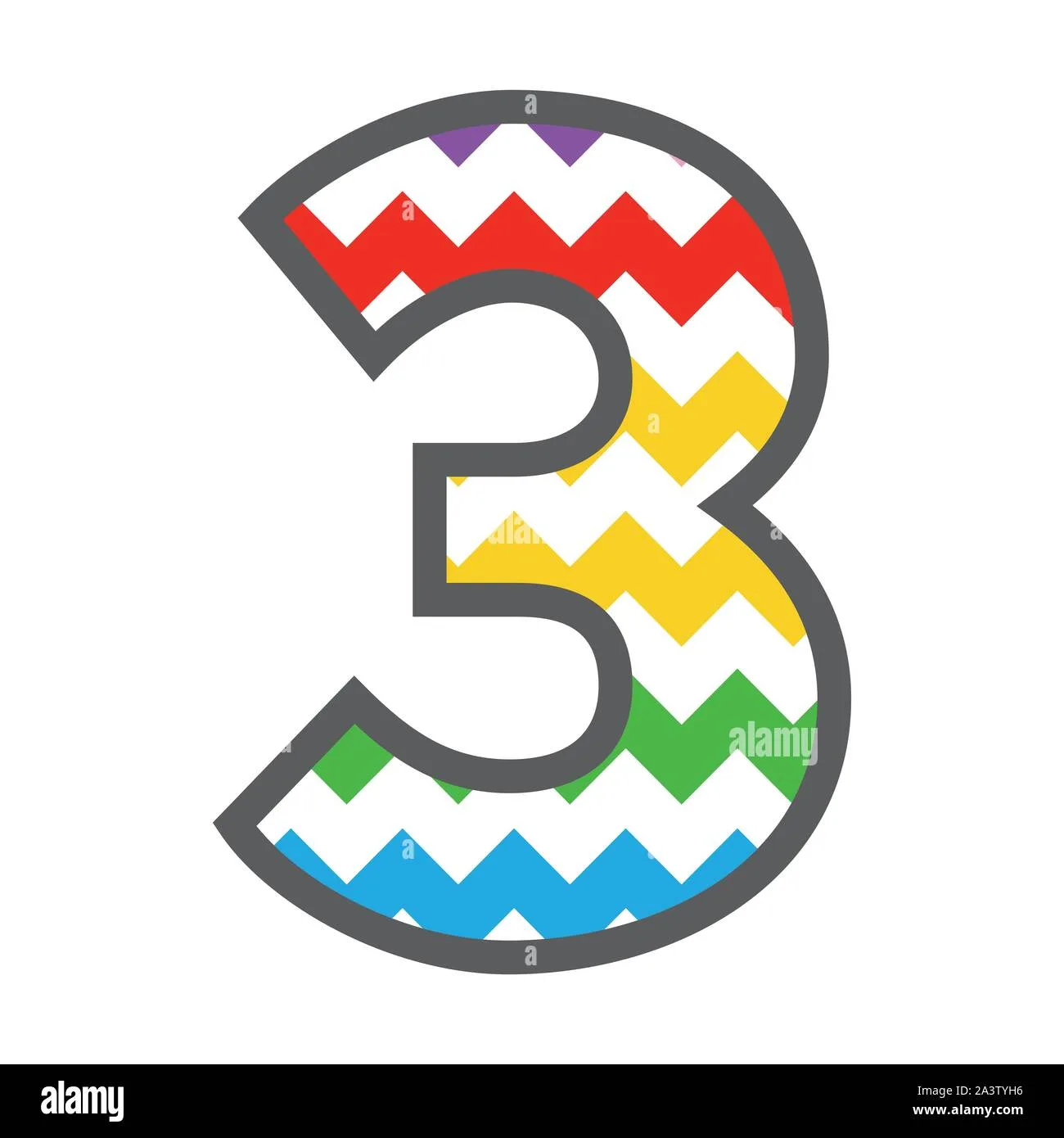 3 Three Chevron Number W Colorful Rainbow Pattern And Grey Border Stock Vector Image Art Alamy