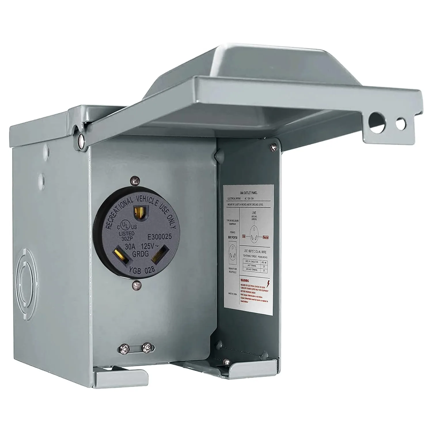 30 Amp 125 Volt Rv Power Outlet Box Enclosed Lockable Weatherproof Nema Tt 30R Outdoor