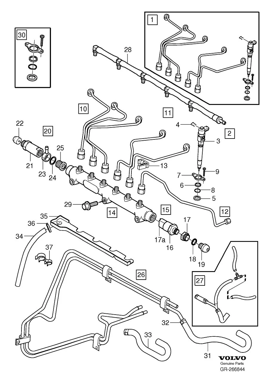 31272679 Fuel Pipe Cylinder Fuel Pressure Pipes With Fittings Injector And High Pressure Line