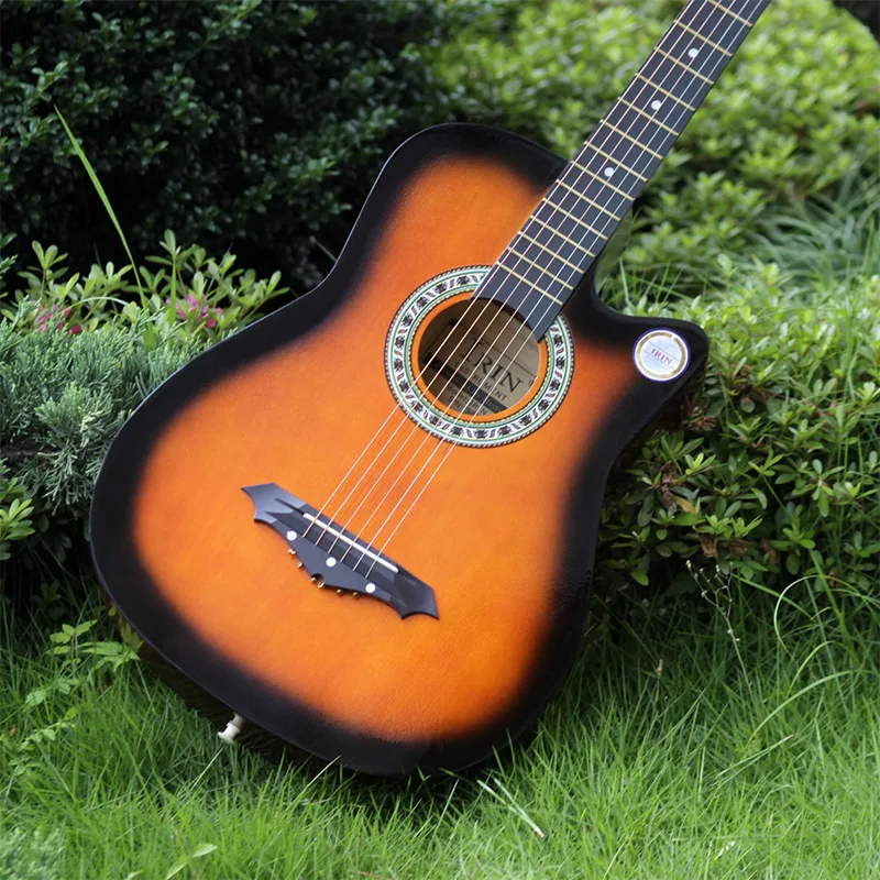 38 Inch Color Acoustic Guitar Six String Guitar For Beginners And Professional White