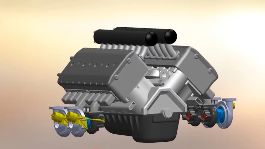 3D Animation Bugatti Veyron W16 Engine Working Principle