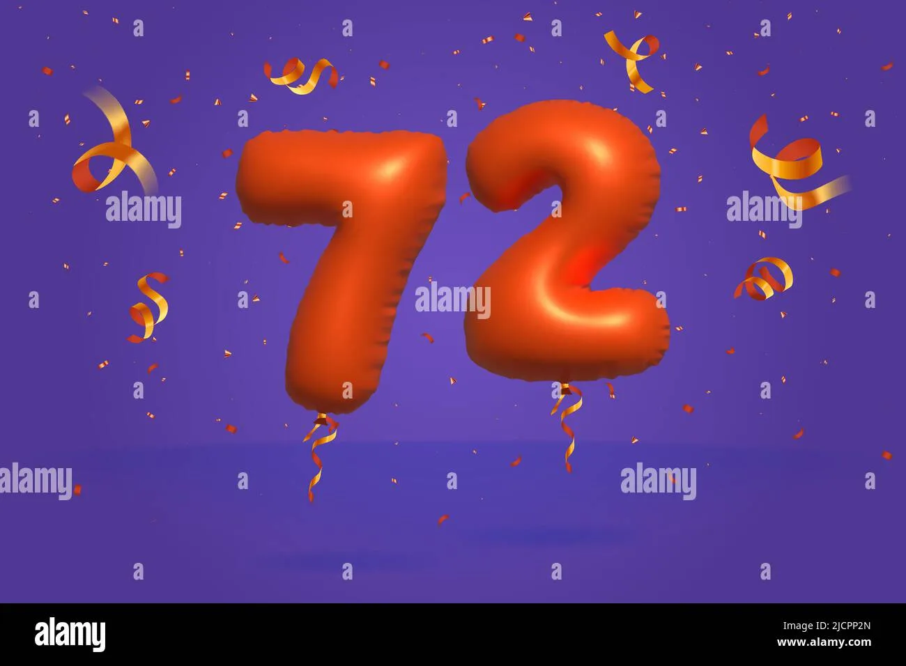 3D Number 72 Sale Off Discount Promotion Made Of Realistic Confetti Foil 3D Orange Helium