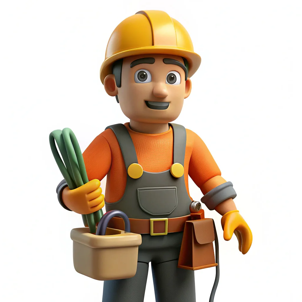 3D Render Of A Clay Electrician With Tools And Electrical Wiring On Isolated White Background