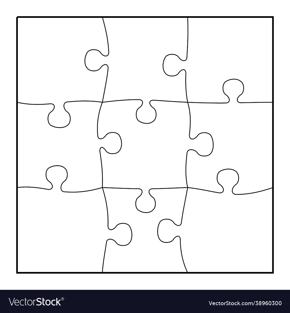 3X3 Puzzle Pieces Royalty Free Vector Image Vectorstock